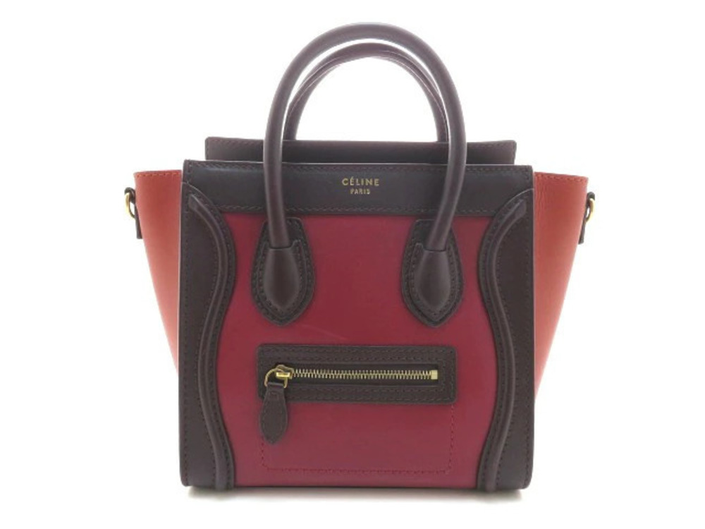 Celine Luggage Tote Shopper bag red brown orange calfskin